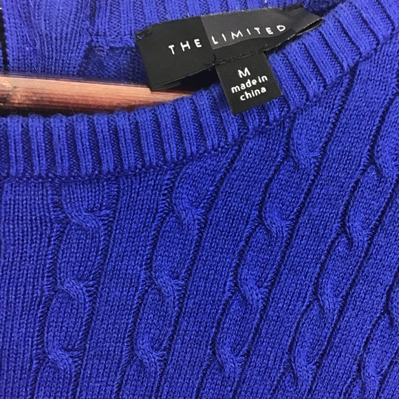 THE LIMITED Navy Crewneck Cable-knit Sweater M - Picture 2 of 6